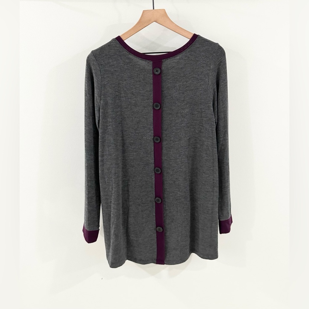 Hail3y:23 Purple & Gray Colorblock Button Back Tu… - image 5